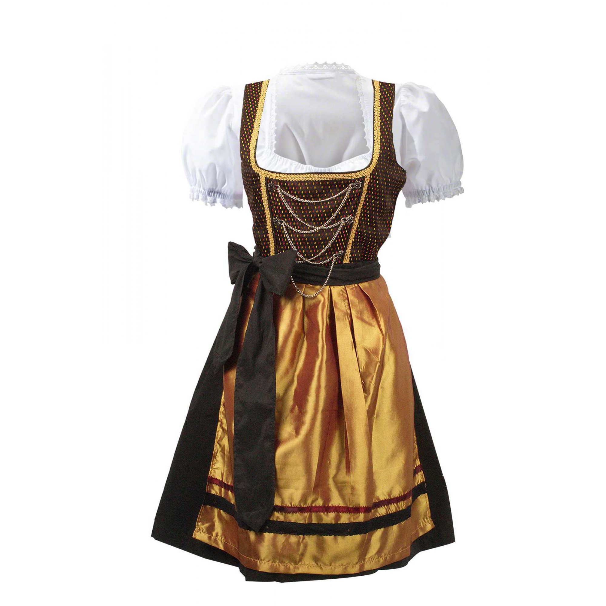 Vintage Midi Dirndl Dress Black Gold Lederhosen Wears